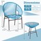 Costway 3PCS Patio Acapulco Furniture Bistro Set Plastic Rope Glass Table Black/Gray/Turquoise/White